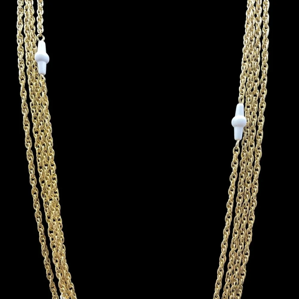 Gold Tone Layered Chain Necklace Cross Accents Minimalist Boho Vintage Chic